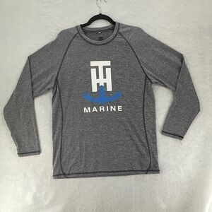 T-H Marine Charcoal FISH DRY Long Sleeve Performance Tee Heather Gray Medium